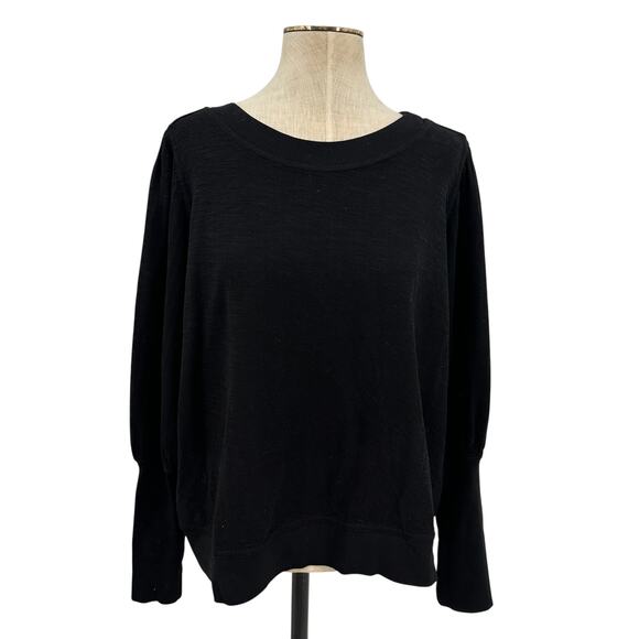Apiece Apart Olimpio Sweatshirt Sweater Puff Sleeve Organic Cotton Black Size 2X - Picture 2 of 14